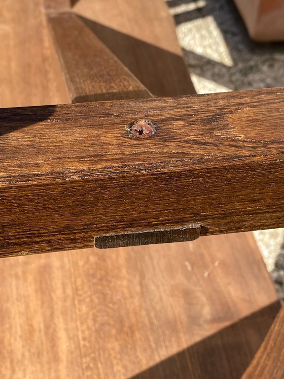 Image 1 of Pair of elm benches for a rustic brutalist farmhouse table, 1950s