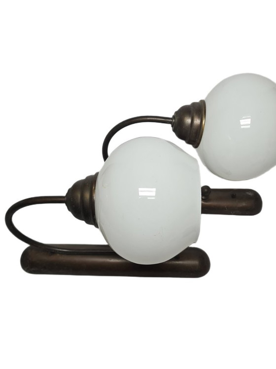 Art Deco wandlamp, Polen, jaren 1950, set van 2 – Wandlampen, Glass, Metal (photo 3 of 8)