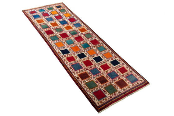 Image 1 of Handgeknoopt Gabbeh nomadisch tapijt Shiraz - 243 x 81 cm | Wol, Kleurrijke natuurlijke kleuren
