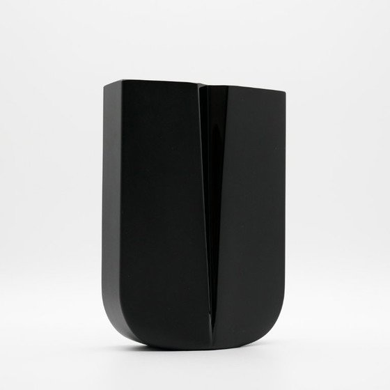 Image 1 of Peill & Putzler Satin Black Glass Vase – Sculptural Postmodern Design, Germany, 1970s–1980s