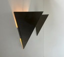 Pair of vintage geometric wall lights, matte folded steel, France, 1980