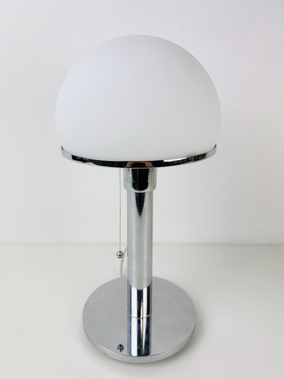 Image 1 of Lampe de table champignon chromée Art Déco, style spatial, Bauhaus