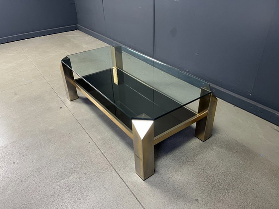 Image 1 of Table basse vintage plaquée or 23 carats de Belgochrom, années 1970