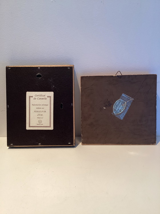 Duo set Certified Vintage Italian Miniatures on 23K Gold Leaf., Art, Glass, Brown (photo 8 of 8)