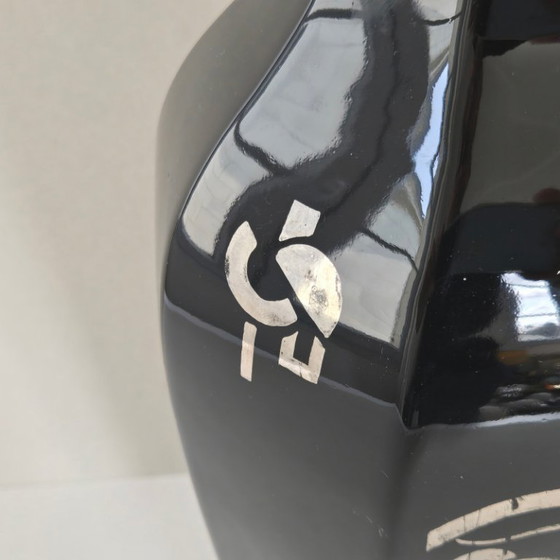 Image 1 of MAGNIFICENT ART DECO TABLE LAMP 1920-1930 IN BLACK & SILVER CERAMIC 20S 30S