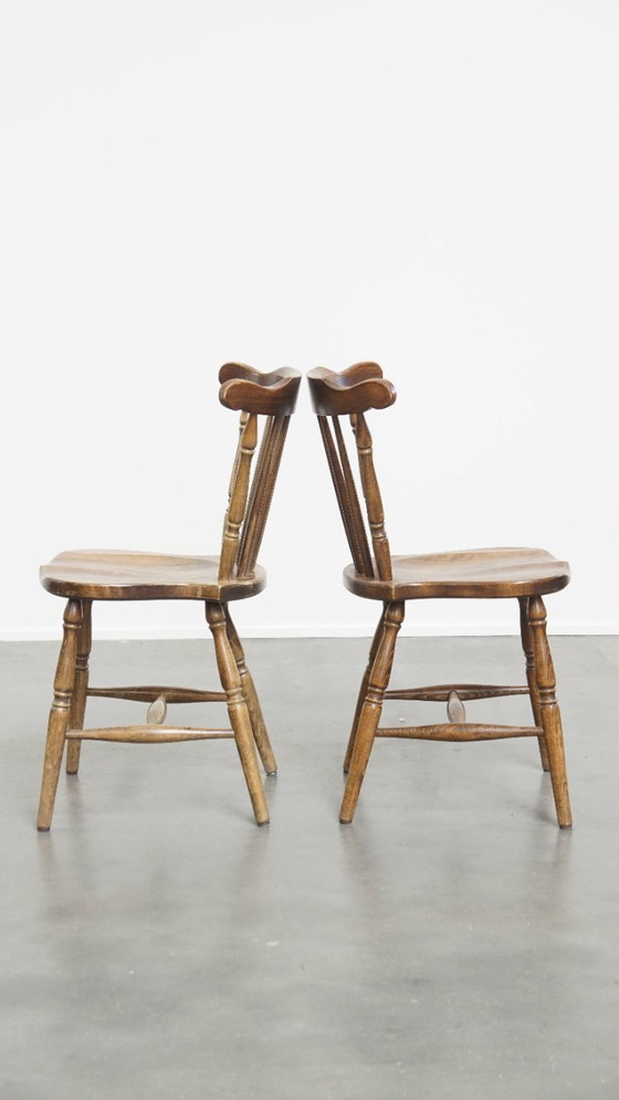 Image 1 of 6 x Antiker holländischer Holzbarhocker