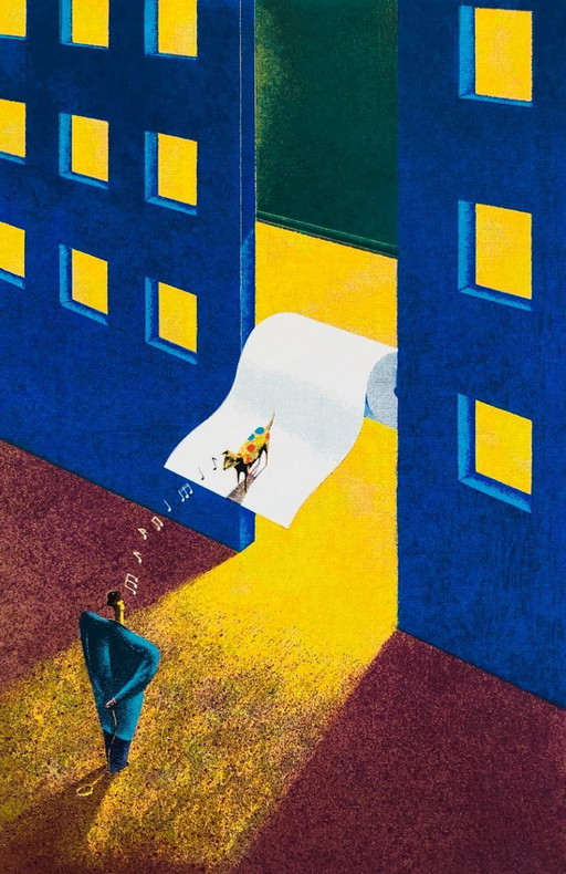 Vintage farbenfrohe Kunstwerke Hund - Ton Paay