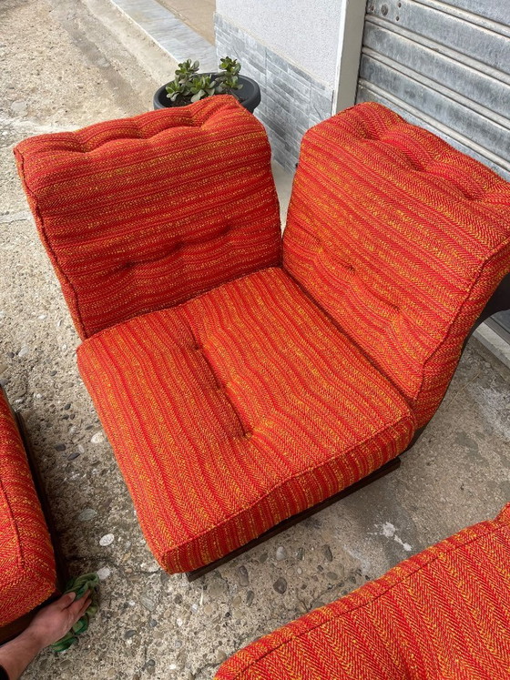 Image 1 of Modulaire stoelen 'Can Can' uit de jaren 60 in Italiaanse Mid-Century Modern-stijl van Luciano Frigerio.