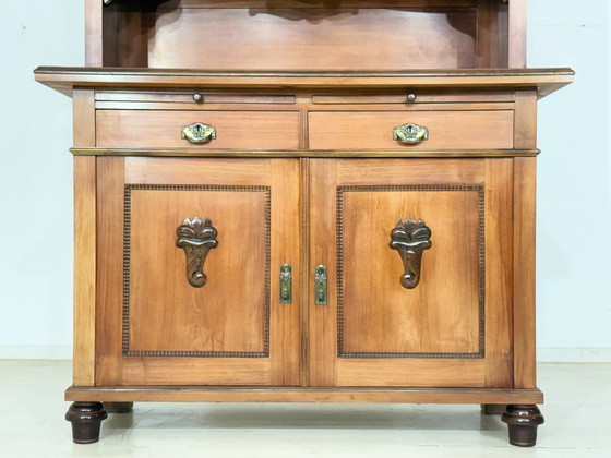 Image 1 of Antik Küchenbuffet um 1900 | Jugendstil Küchenschrank | 2-teilig | Massivholz-Eiche