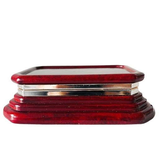 Coffret vintage en cuir rouge style florentin, milieu du siècle, années 1960