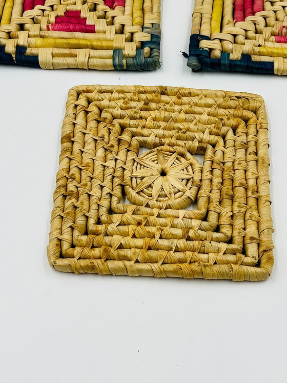 Image 1 of Set of 3 vintage braided fiber trivets