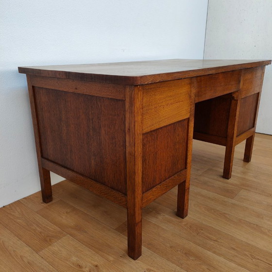 Image 1 of Antique wooden banker's desk desk workstation