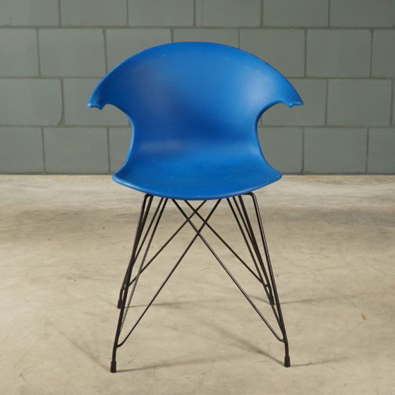 Vintage Blue Bucket Chairs – In the Style of Vitra Eames – Dining chairs, Metal, Plastic (photo 9 of 12)
