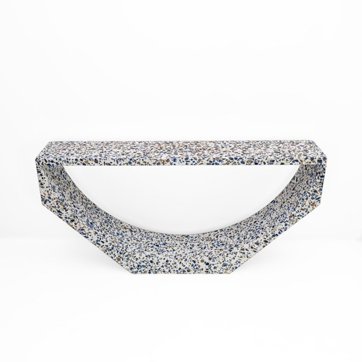 Italian-designed "Arcata" Console Table White Terrazzo Marble by Domus Studio