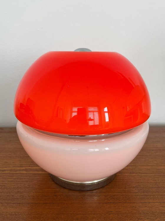 Image 1 of Italiaanse glazen tafellamp uit het ruimtetijdperk, jaren 70