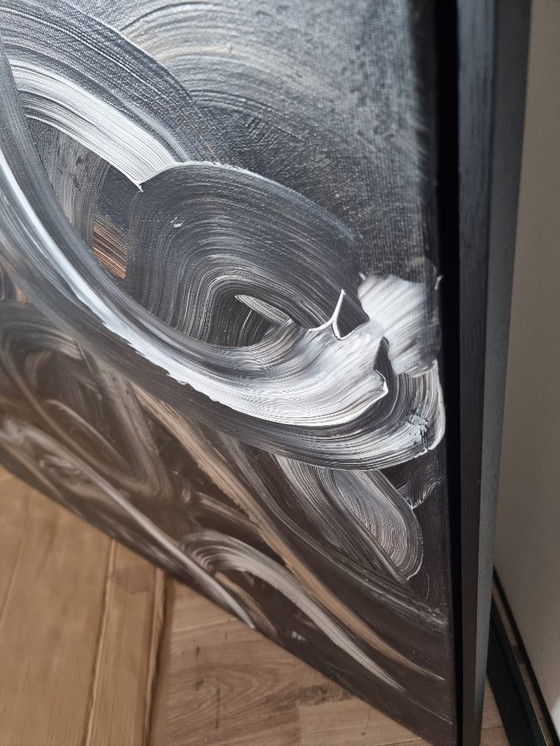 Image 1 of Frances Eckhardt - 100x120 cm, œuvre d'art sombre peinte à la main, peinture moderne abstraite contemporaine