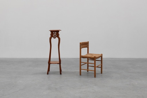 Piedistallo alto Art Déco in rovere a 2 livelli, Francia ca. 1915