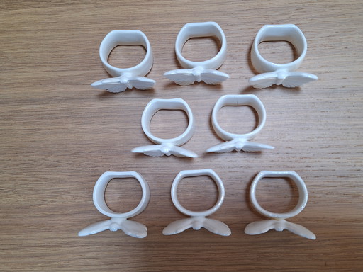 8 ronds de serviette en porcelaine vintage