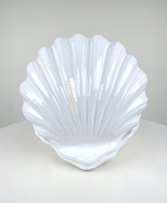 Image 1 of Vintage witte mosselschelp / oester tafellamp - 1970s-80s Mid Century Modern Home Decor Verlichting