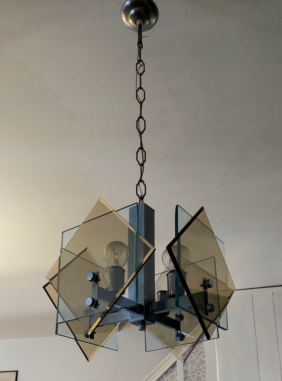 Lampada a sospensione Fontana Arte anni '70 – Plafoniere, Crystal, Glass (photo 9 of 10)