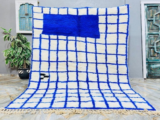 Tapis berbère bleu en laine authentique 300cmx200cm