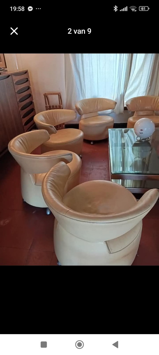 Image 1 of 6 poltrone di design in pelle di Cassina per Toshiyuki Kita