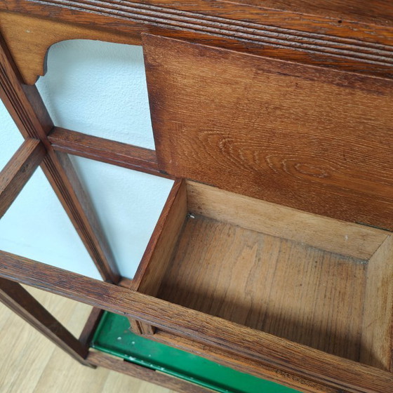 Image 1 of Porte-manteau ancien, porte-manteau sur pied avec miroir, mobilier d'entrée