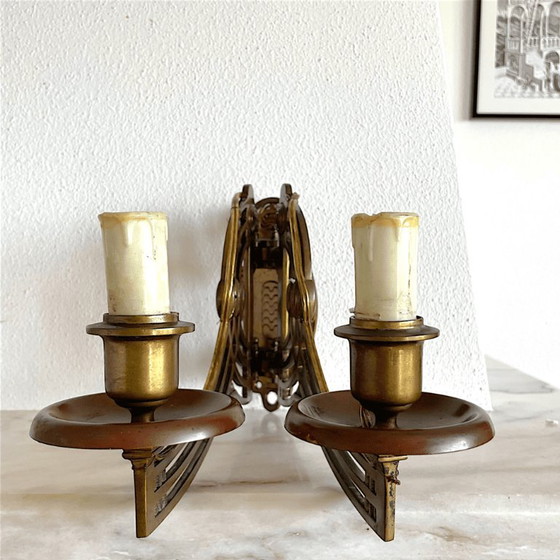 Art Nouveau Style Brass Articulated Double Piano Wall Sconce Lamp, 1900s, 1890s – Wall lights, Bronze (photo 3 of 13)