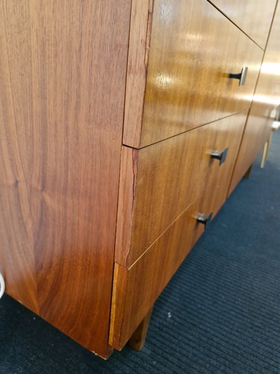 Image 1 of Vintage sideboard teak veneer wooden legs 70s