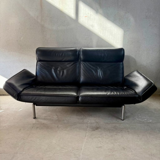 De Sede DS-450 Black Leather 2-seater Sofa Twist