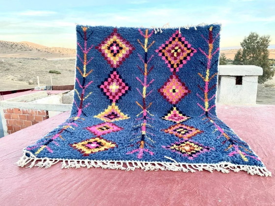 Berber vloerkleed 3x2M Dikke wol diepblauw & veelkleurige Berber patronen – Vloerkleden en tapijten, Katoen (photo 8 of 8)