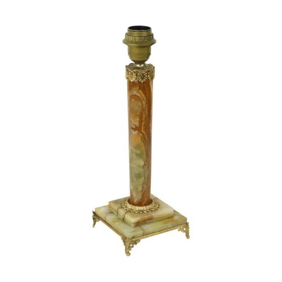 Image 1 of Classic Onyx and Brass Table Lamp