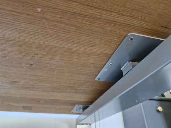 Image 1 of Table solid oak top - metal legs