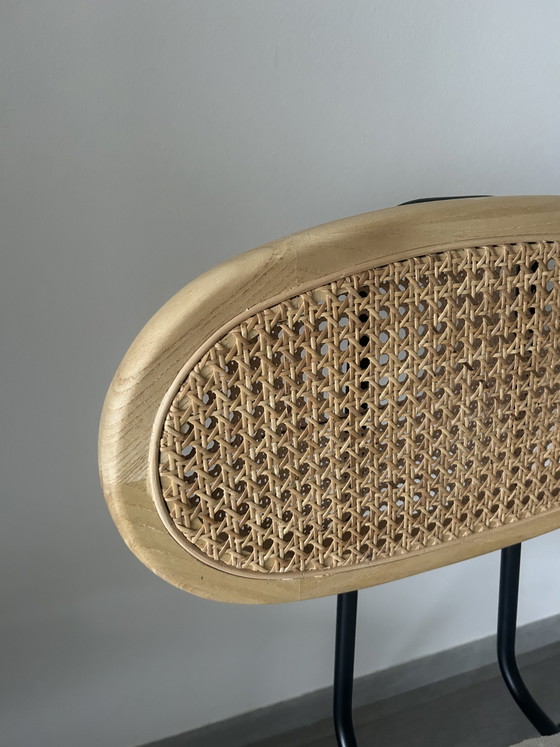 Image 1 of Esszimmerstühle aus Rattan und Bouclé – 6 Stück