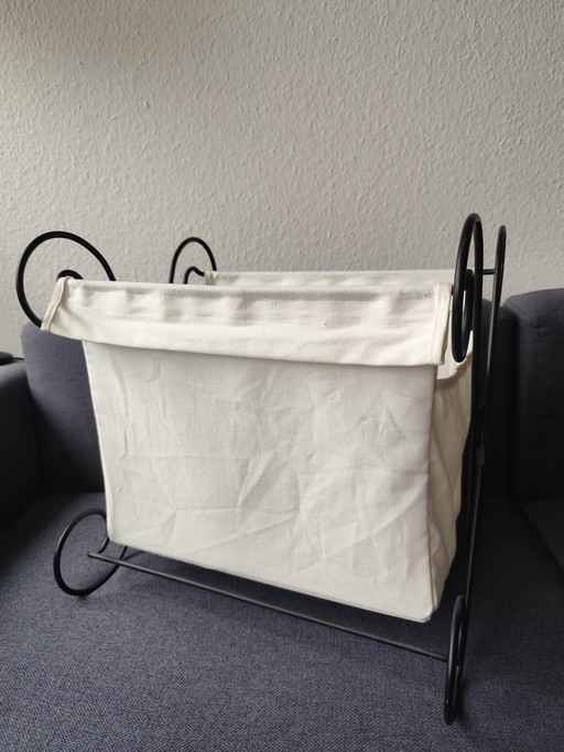 Porte-journaux Ikea Allamala, blanc, coton, métal, style vintage années 2000