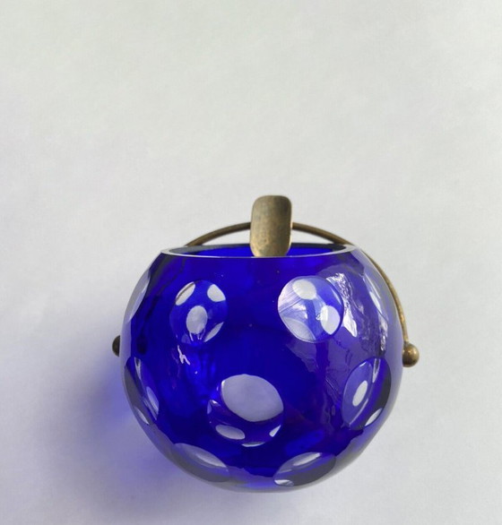 Image 1 of Vintage asbak - Cristal Ball Blue - Marita Voigt - Harzkristall - Space Age - 1970
