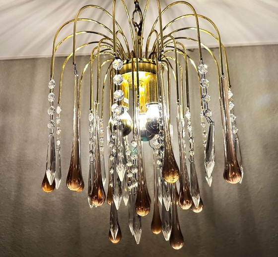 Lustre vintage rose en forme de goutte – Glass, Metal (photo 8 of 10)
