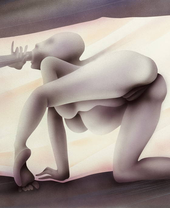 Image 1 of Yvon Adam peinture érotique vers 1985 / encadrée 