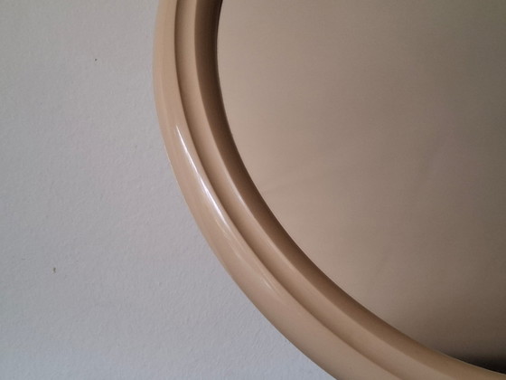 Image 1 of Vintage beige ronde Tijgerspiegel jaren 70