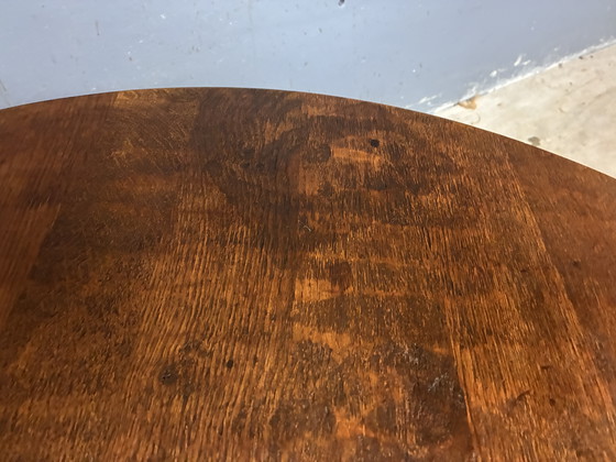 Image 1 of Tavolino da caffè rotondo brutalista in rovere massello