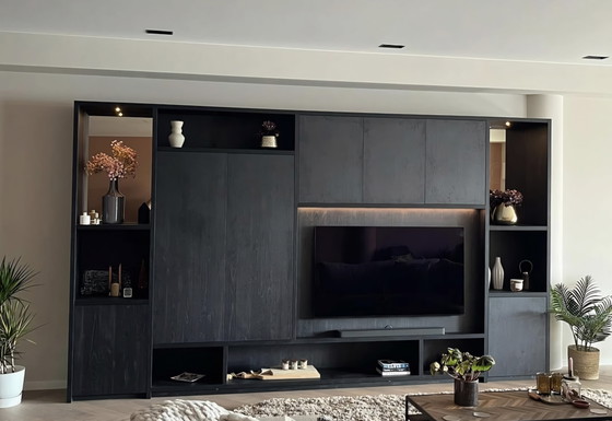 Modern Wall cabinet/ Cinewall Custom Made 4.40 X 2.50 X 0.44 – Wood, Glass (photo 6 of 7)