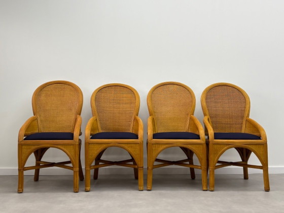 Image 1 of Vintage ( pencil reed ) eettafel met 4 bijpassende stoelen