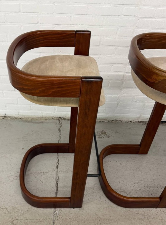 Image 1 of 3 sgabelli da bar vintage in stile Willy Rizzo