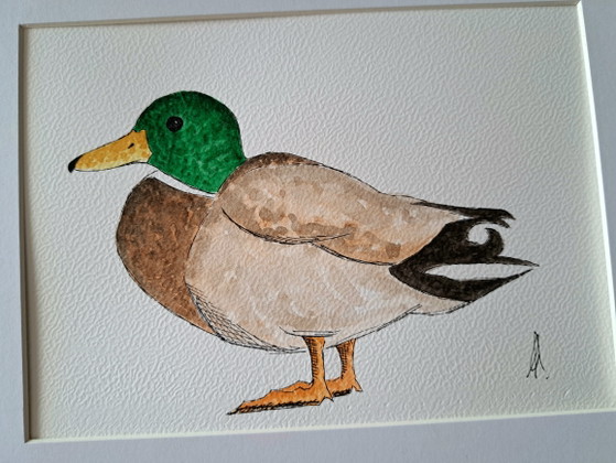 Originalgemälde „Ente und Erpel“ | Inklusive Rahmen – Gemälde & Zeichnungen, Paper (photo 2 of 5)