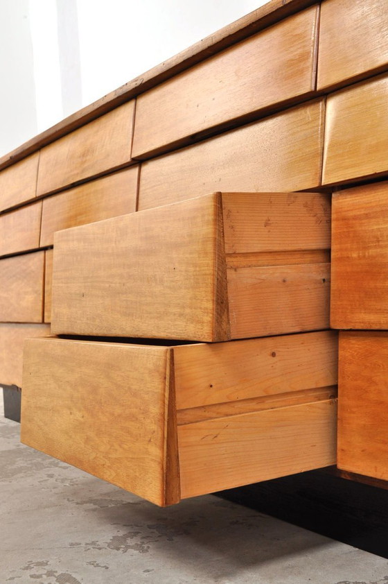 Image 1 of Vintage beech wood chest of drawers / store cabinet 1950s