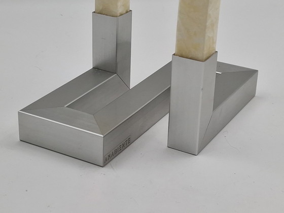 Image 1 of Candelabro de diseño que incluye velas a juego marcadas "Amabient"