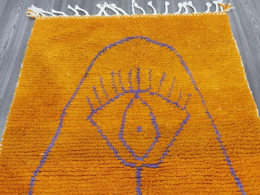 Handgeknüpfter orangefarbener marokkanischer Teppich, 200 cm x 300 cm