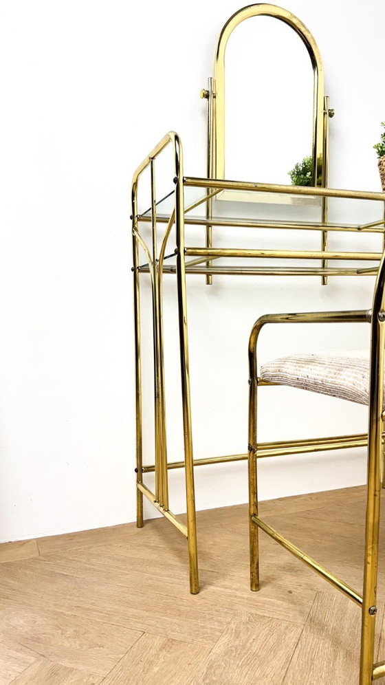 Image 1 of Messing Hollywood Regency Kaptafel met stoel 