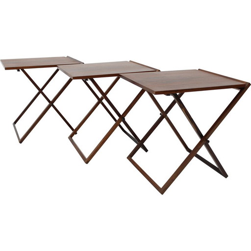 Vintage kast met 3 klaptafels van Illum Wikkelso voor Silkeborg, Denemarken 1960