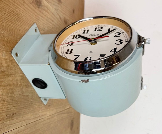 Image 1 of Vintage grijze Seiko Maritime dubbelzijdige wandklok, jaren 80